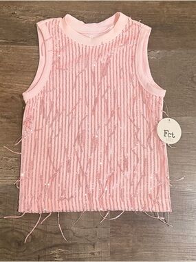 NWT Fct Basics Pink Sequin Fringe Tank